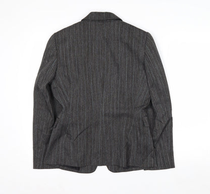 Tahari ASL Women's Grey Pinstripe Single-Breasted Blazer Size 8