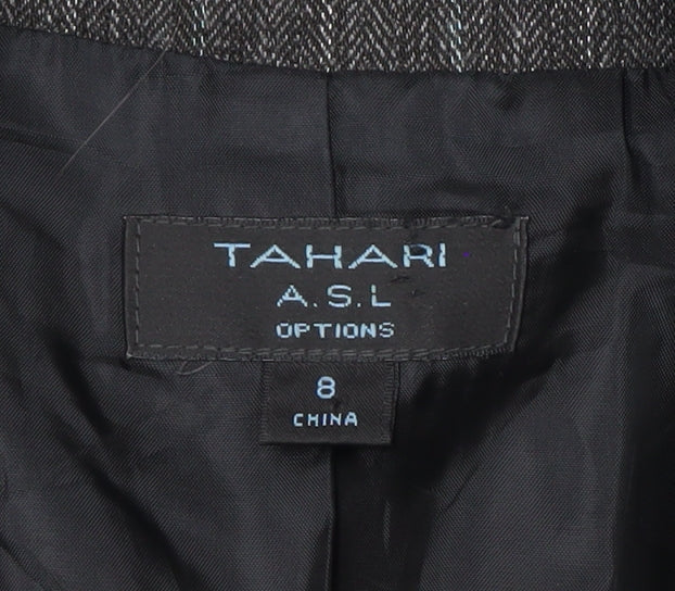 Tahari ASL Women's Grey Pinstripe Single-Breasted Blazer Size 8