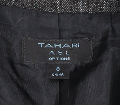 Tahari ASL Women's Grey Pinstripe Single-Breasted Blazer Size 8