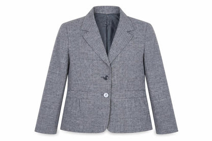 Jones Wear Women Grey Checked Suit Jacket Size 12 Classic Fit