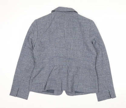 Jones Wear Women Grey Checked Suit Jacket Size 12 Classic Fit