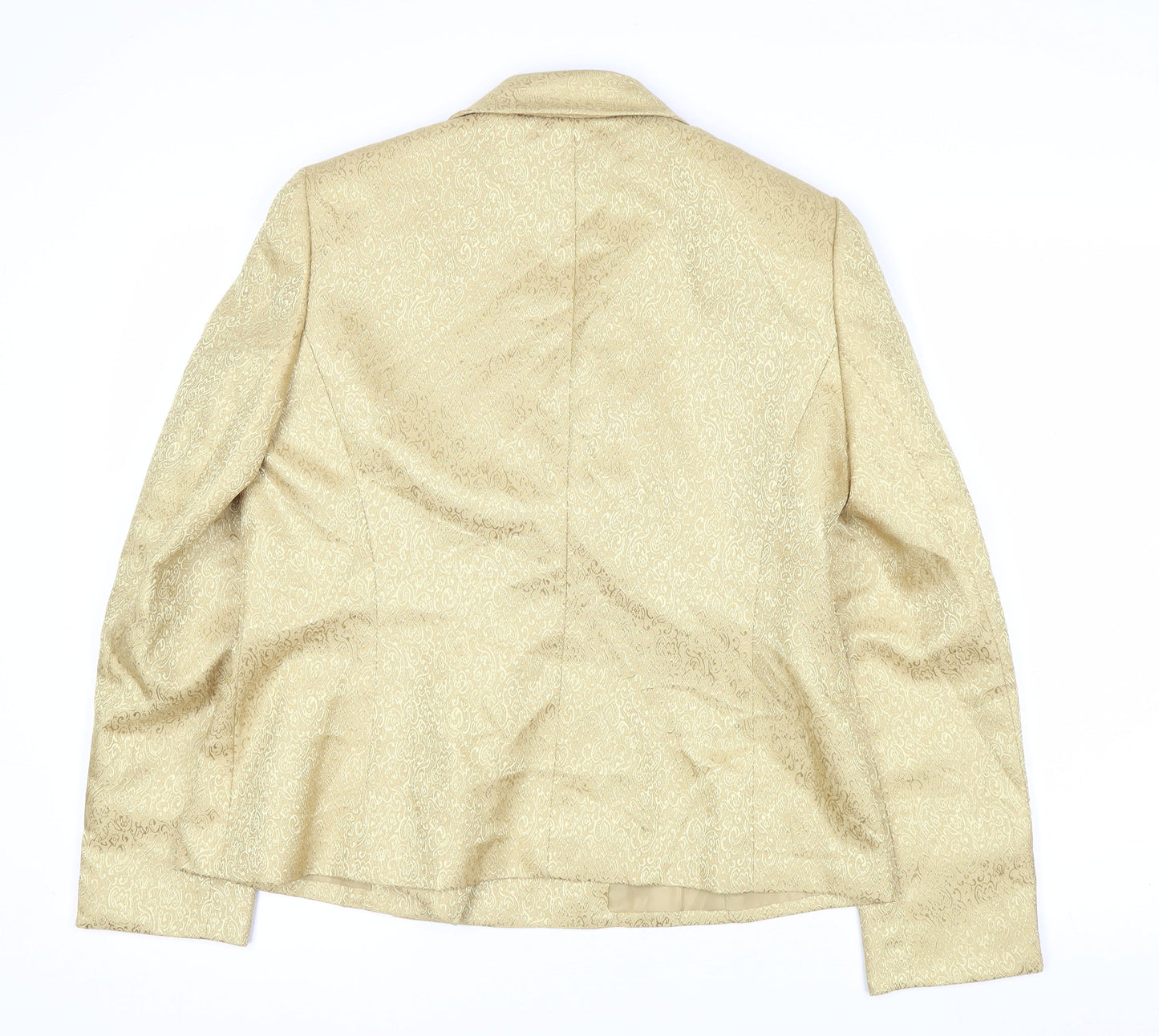Le Suit Women's Beige Gold Jacquard Double-Breasted Blazer Size 10