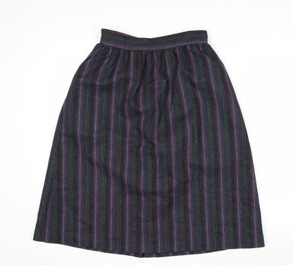 Abvien Women’s Purple Wool Striped A-Line Midi Skirt Size 12