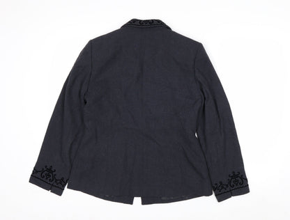 Kasper ASL Petite Black Embroidered Blazer Women’s Size 10