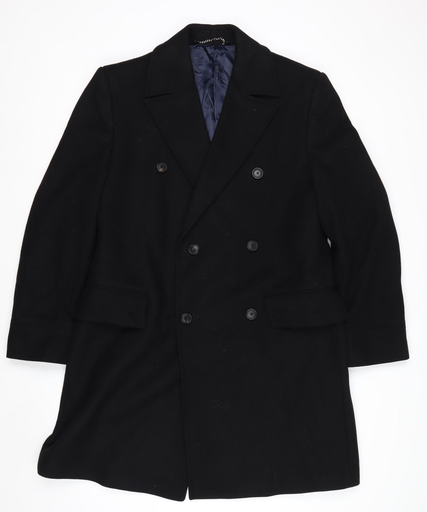 Austin Reed Men's Black Wool Cashmere Pea Coat Size 40R