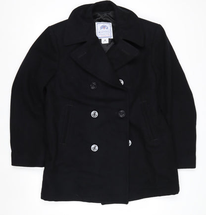 DSCP Quarterdeck Collection Mens Black 40R Pea Coat Wool Blend Classic Style