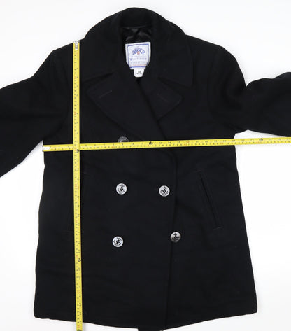 DSCP Quarterdeck Collection Mens Black 40R Pea Coat Wool Blend Classic Style