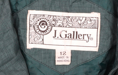 J.Gallery Women's Green Long Belted Trench Coat Size 12