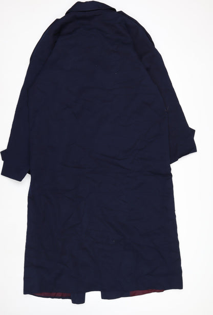Larry Levine Women's Blue Long Trench Coat Size 12 Classic Style