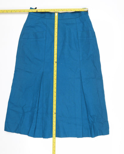 Austin Reed Women's Blue Wool A-Line Midi Skirt Size 14