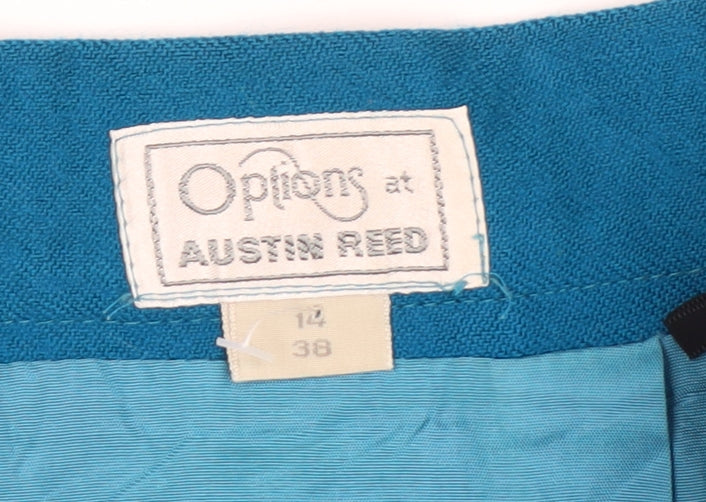 Austin Reed Women's Blue Wool A-Line Midi Skirt Size 14