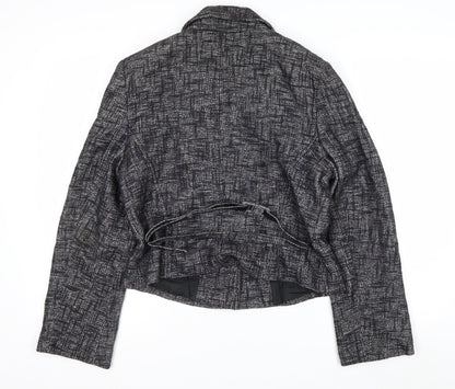 Oasis Women Black Tweed Cropped Blazer Jacket Size 16 Regular