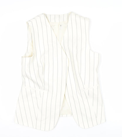 Marks and Spencer Women Ivory Striped Sleeveless Wrap Blouse UK 12