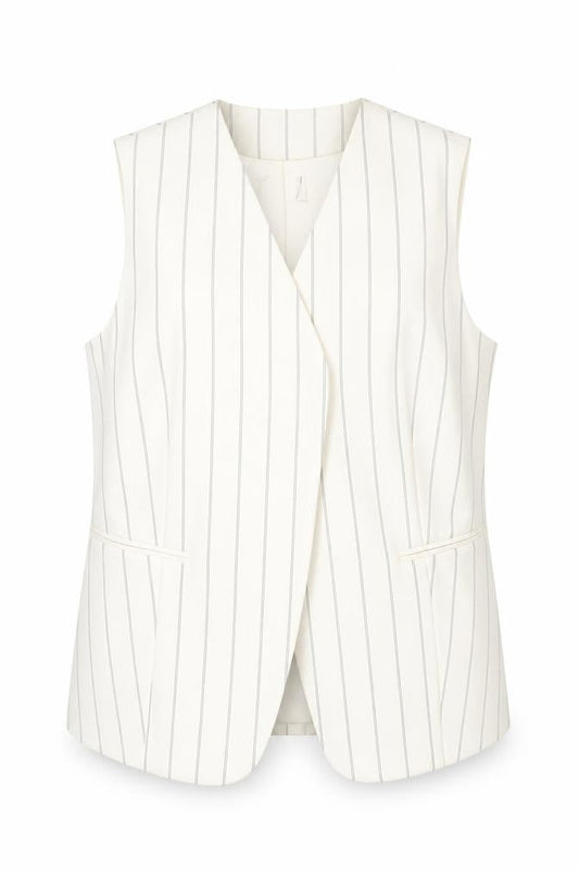 Marks and Spencer Women Ivory Striped Sleeveless Wrap Blouse UK 12