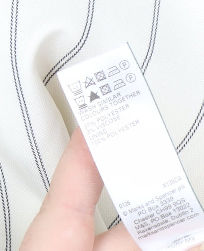 Marks and Spencer Women Ivory Striped Sleeveless Wrap Blouse UK 12