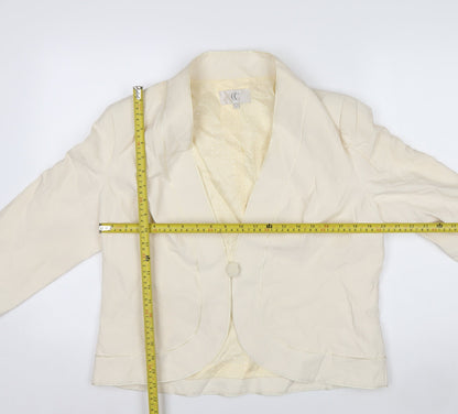 CC Women’s Ivory Silk Linen Blazer Size 16 Shawl Collar One Button
