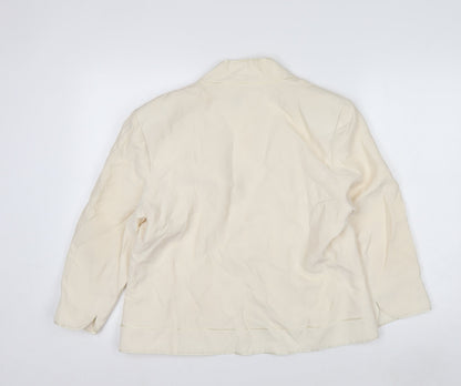 CC Women’s Ivory Silk Linen Blazer Size 16 Shawl Collar One Button