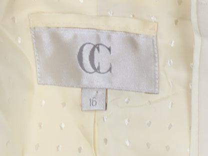 CC Women’s Ivory Silk Linen Blazer Size 16 Shawl Collar One Button