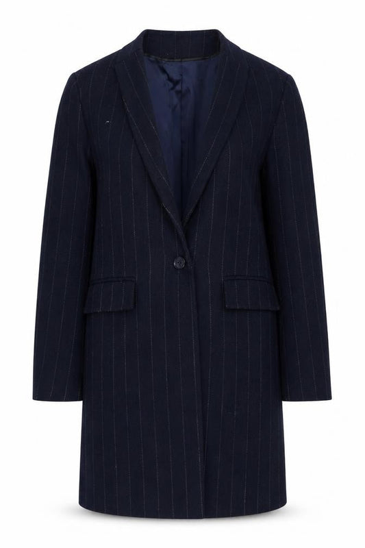Marks and Spencer Women Black Wool Blend Striped Blazer Size 8