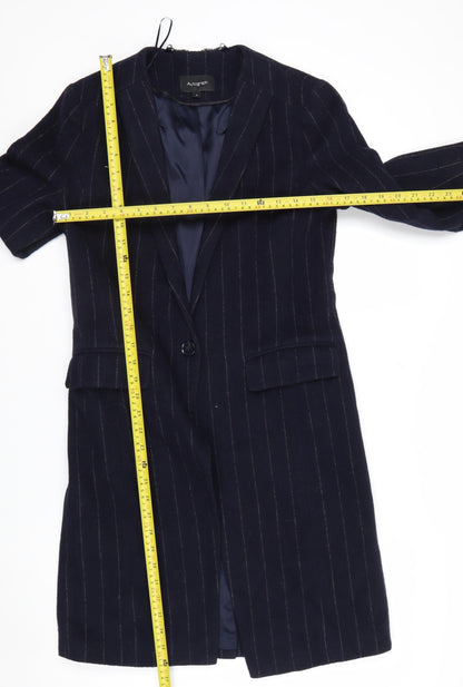 Marks and Spencer Women Black Wool Blend Striped Blazer Size 8