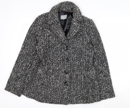Marks and Spencer Per Una Women Grey Wool Blend Button Coat Size 16