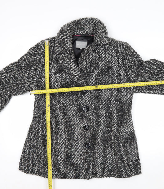 Marks and Spencer Per Una Women Grey Wool Blend Button Coat Size 16