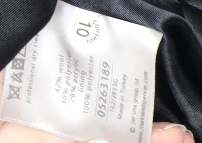 Marks and Spencer Per Una Women Grey Wool Blend Button Coat Size 16