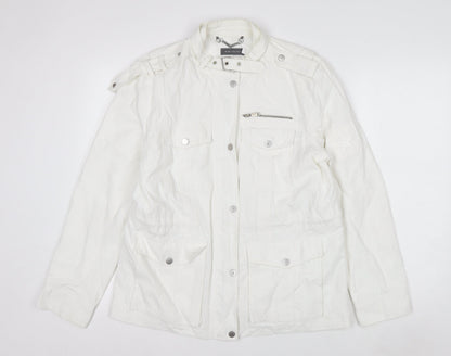 Mint Velvet Women's White Size 14 Military Jacket Cotton Blend