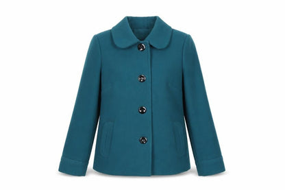 BHS Petite Women's Blue Pea Coat Size 10 Button Mid-Length Jacket