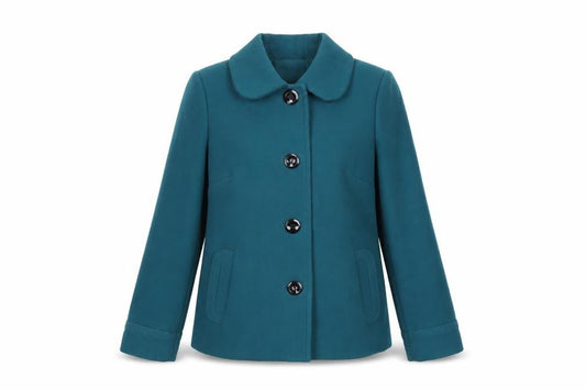 BHS Petite Women's Blue Pea Coat Size 10 Button Mid-Length Jacket