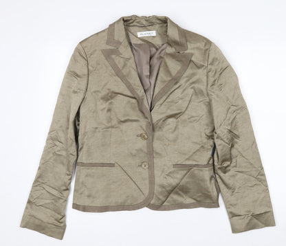 Planet Womens Beige Linen-Blend Single-Breasted Blazer Jacket Size 12