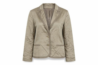 Planet Womens Beige Linen-Blend Single-Breasted Blazer Jacket Size 12