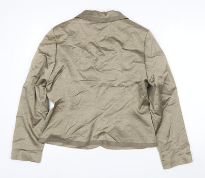 Planet Womens Beige Linen-Blend Single-Breasted Blazer Jacket Size 12