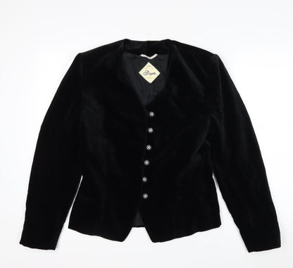 Birgitta Womens Black Velvet Tailored Blazer Size 10 Classic Elegant