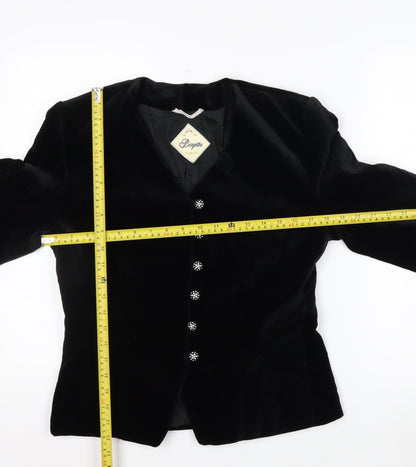Birgitta Womens Black Velvet Tailored Blazer Size 10 Classic Elegant