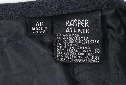 Kasper Women's Black Petite 6 Pencil Midi Skirt Lined Workwear