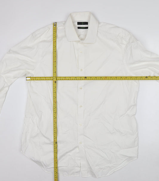 Jasper Conran Men's White 17.5in Tailored Fit Long Sleeve Cotton Dress Shirt