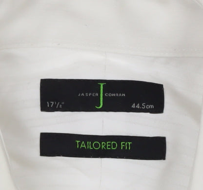 Jasper Conran Men's White 17.5in Tailored Fit Long Sleeve Cotton Dress Shirt