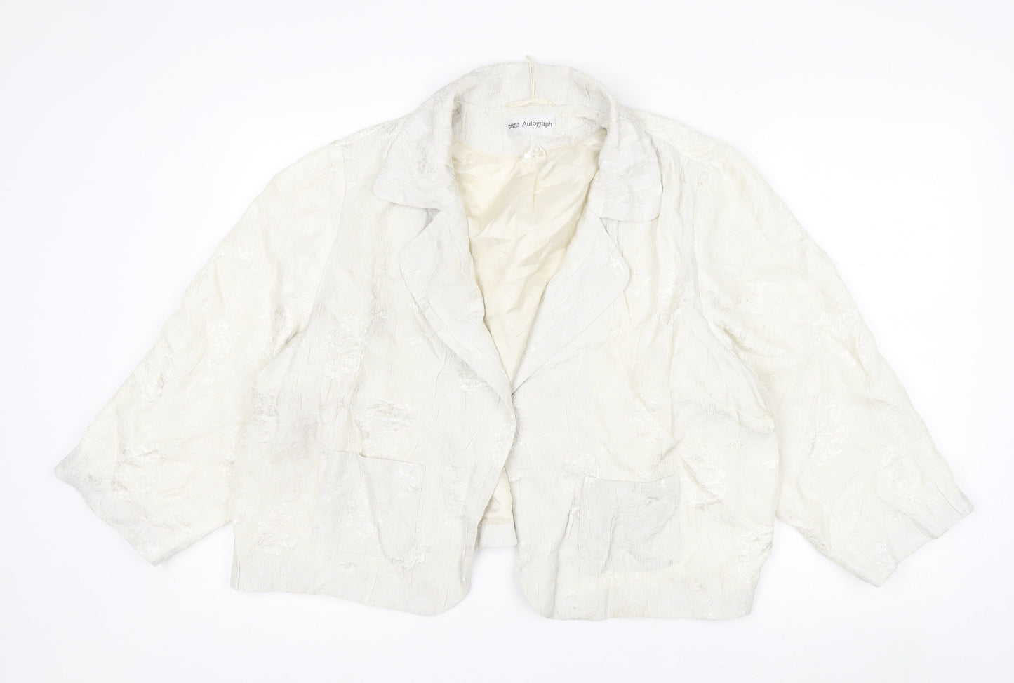 Marks and Spencer Autograph Women Ivory Textured Blazer Jacket UK 22