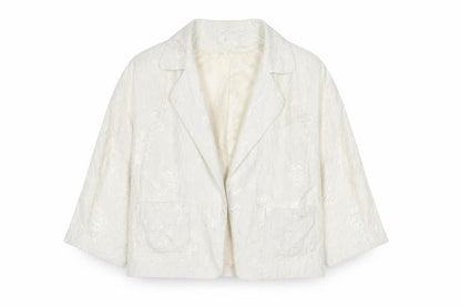 Marks and Spencer Autograph Women Ivory Textured Blazer Jacket UK 22