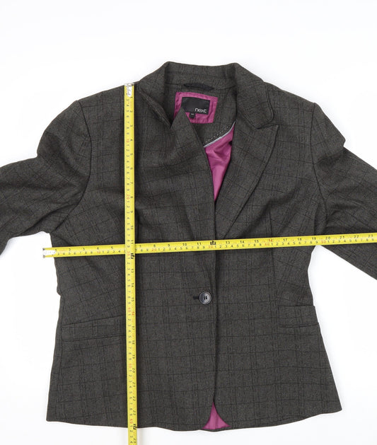 Next Women’s Grey Check Single-Breasted Blazer Size 16 Regular