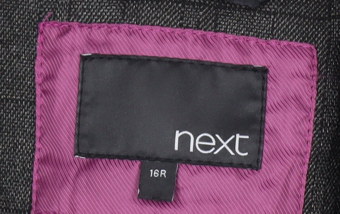 Next Women’s Grey Check Single-Breasted Blazer Size 16 Regular