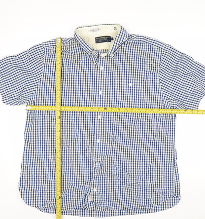 Hammond & Co Men's Blue Check Short Sleeve Button-Up Shirt XL