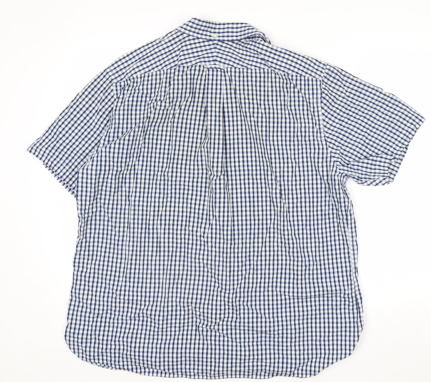 Hammond & Co Men's Blue Check Short Sleeve Button-Up Shirt XL