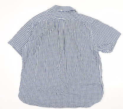Hammond & Co Men's Blue Check Short Sleeve Button-Up Shirt XL