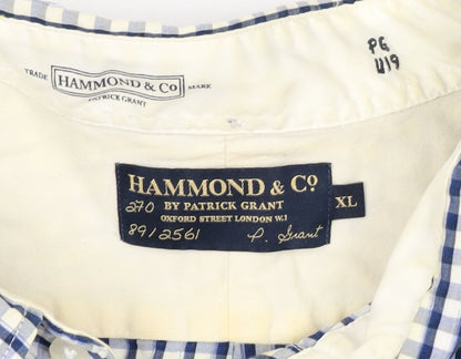 Hammond & Co Men's Blue Check Short Sleeve Button-Up Shirt XL