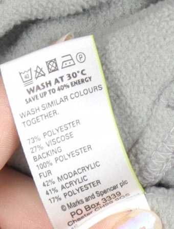 Marks and Spencer Women’s Grey Faux Fur Collar Zip Jacket Size 14