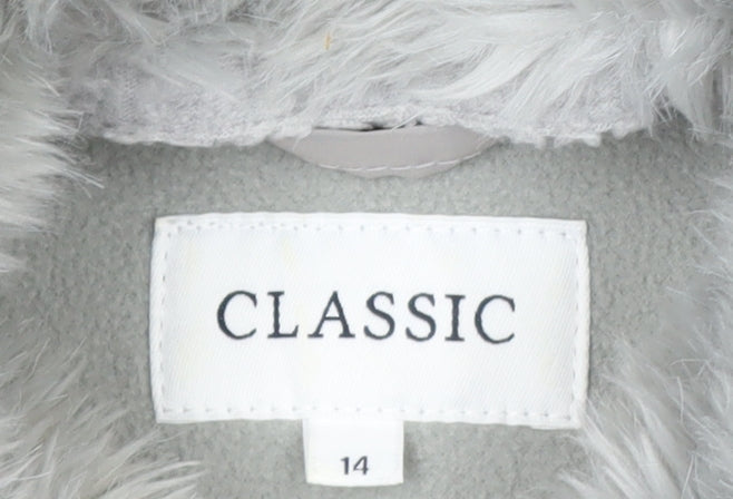 Marks and Spencer Women’s Grey Faux Fur Collar Zip Jacket Size 14