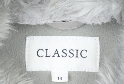 Marks and Spencer Women’s Grey Faux Fur Collar Zip Jacket Size 14