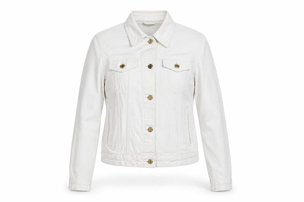 Primark Women White Cotton Basic Jacket Size 10 Casual Twill Short